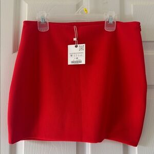 NWT Zara Bold Red amino Skirt size M